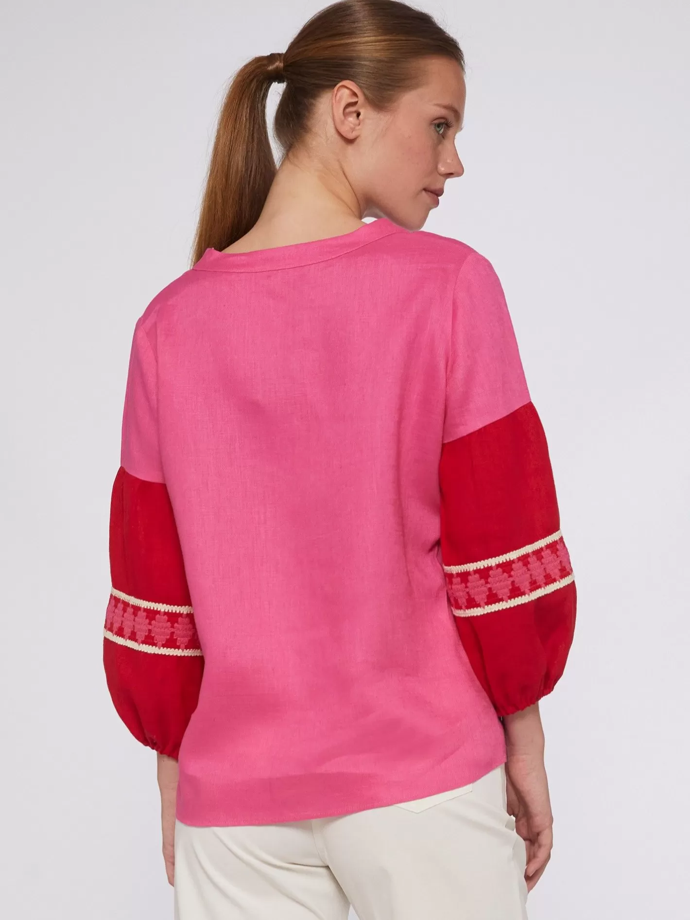 Camisas | Vilagallo Camisa 100% Lino Bicolor Manga Abullonada