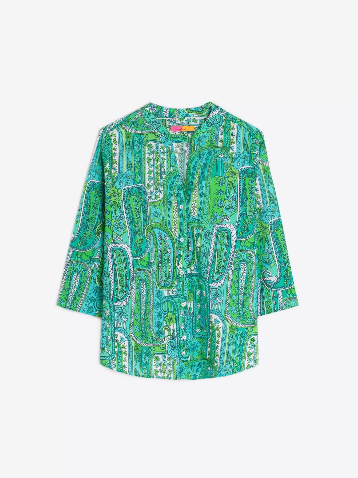 camisa_estampada_paisley_verde_3.webp Camisas | Vilagallo Camisa Estampada Paisley Verde