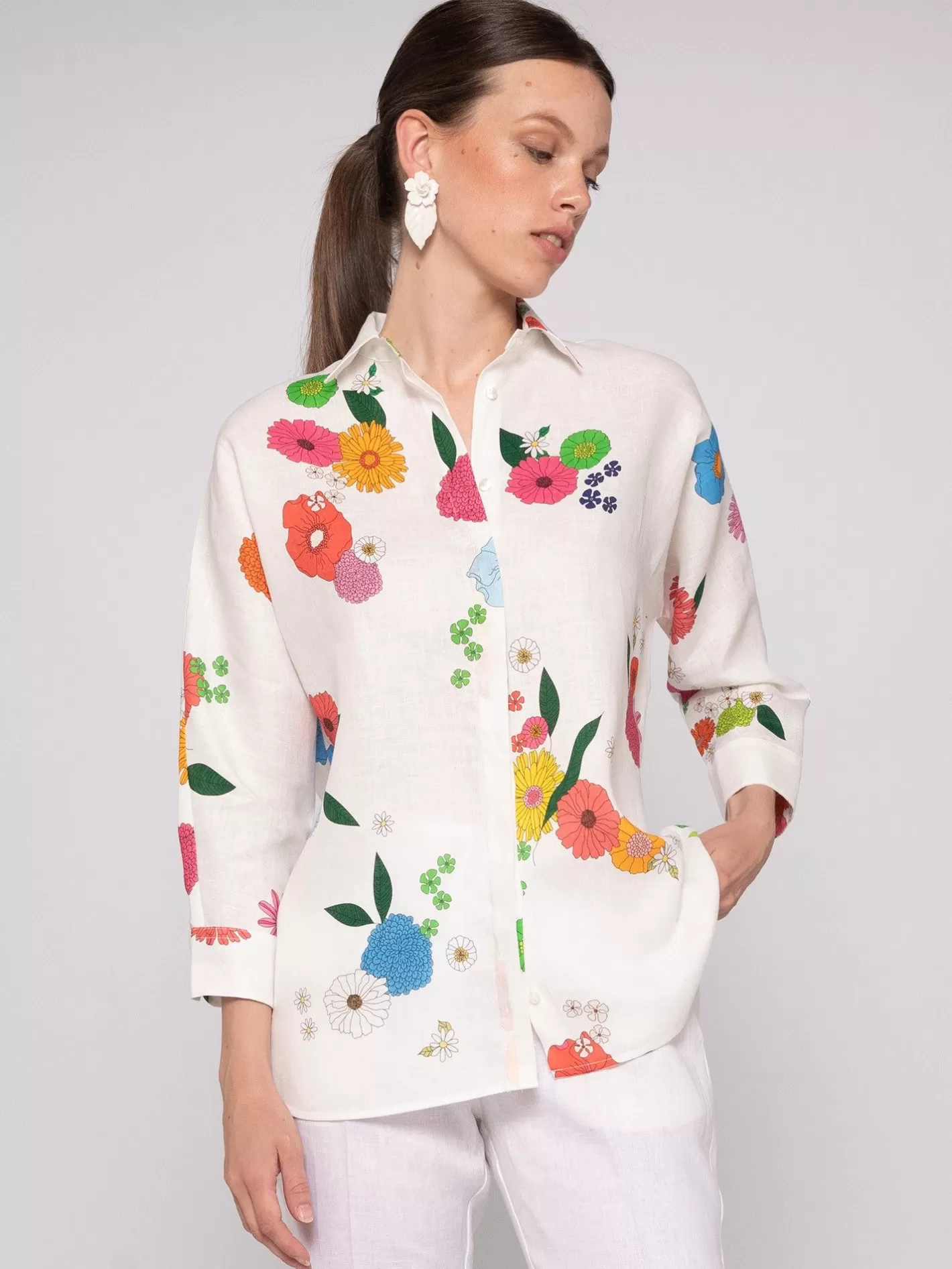 Camisas | Vilagallo Camisa Flores 100% Lino