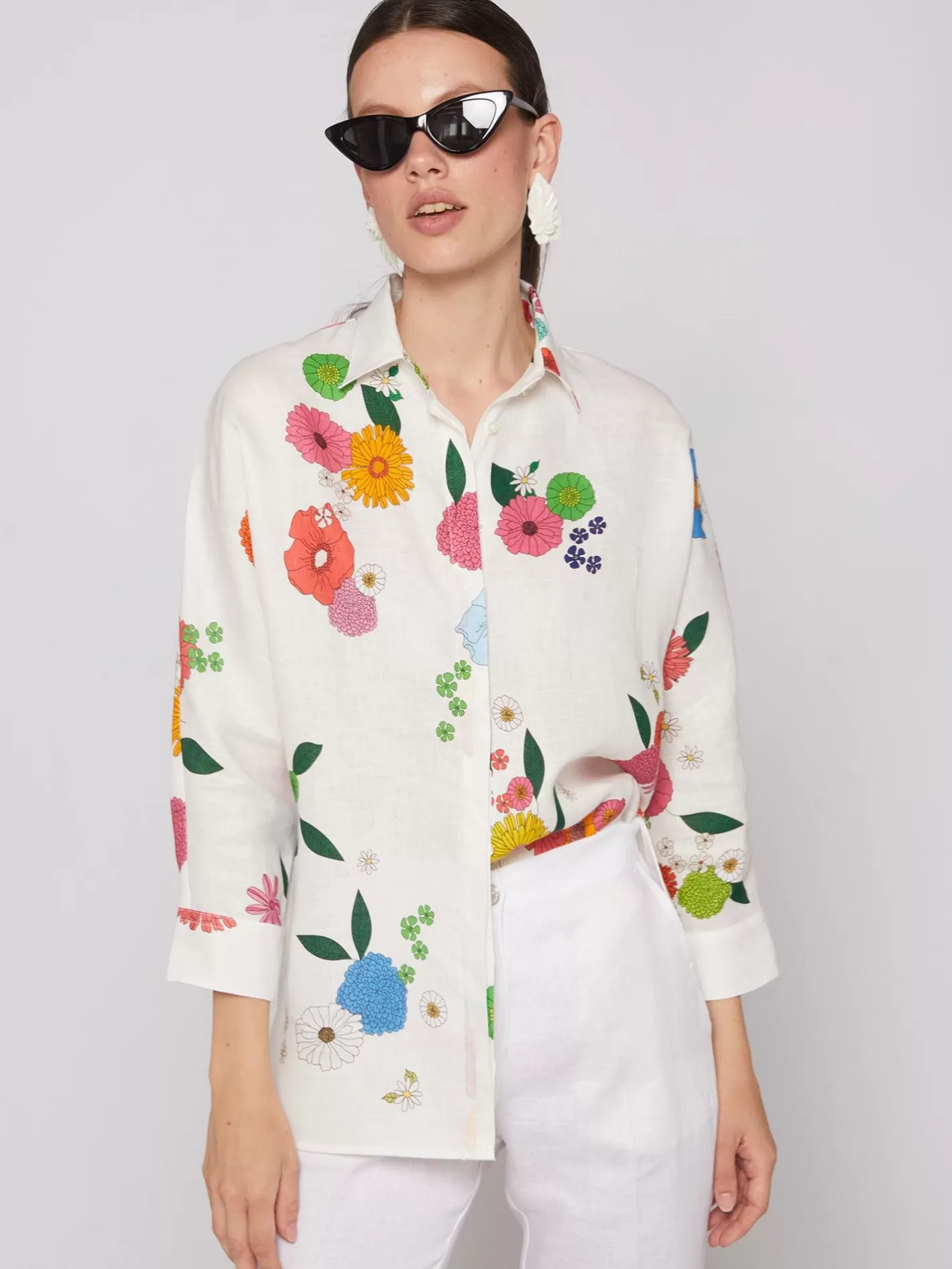 Camisas | Vilagallo Camisa Flores 100% Lino