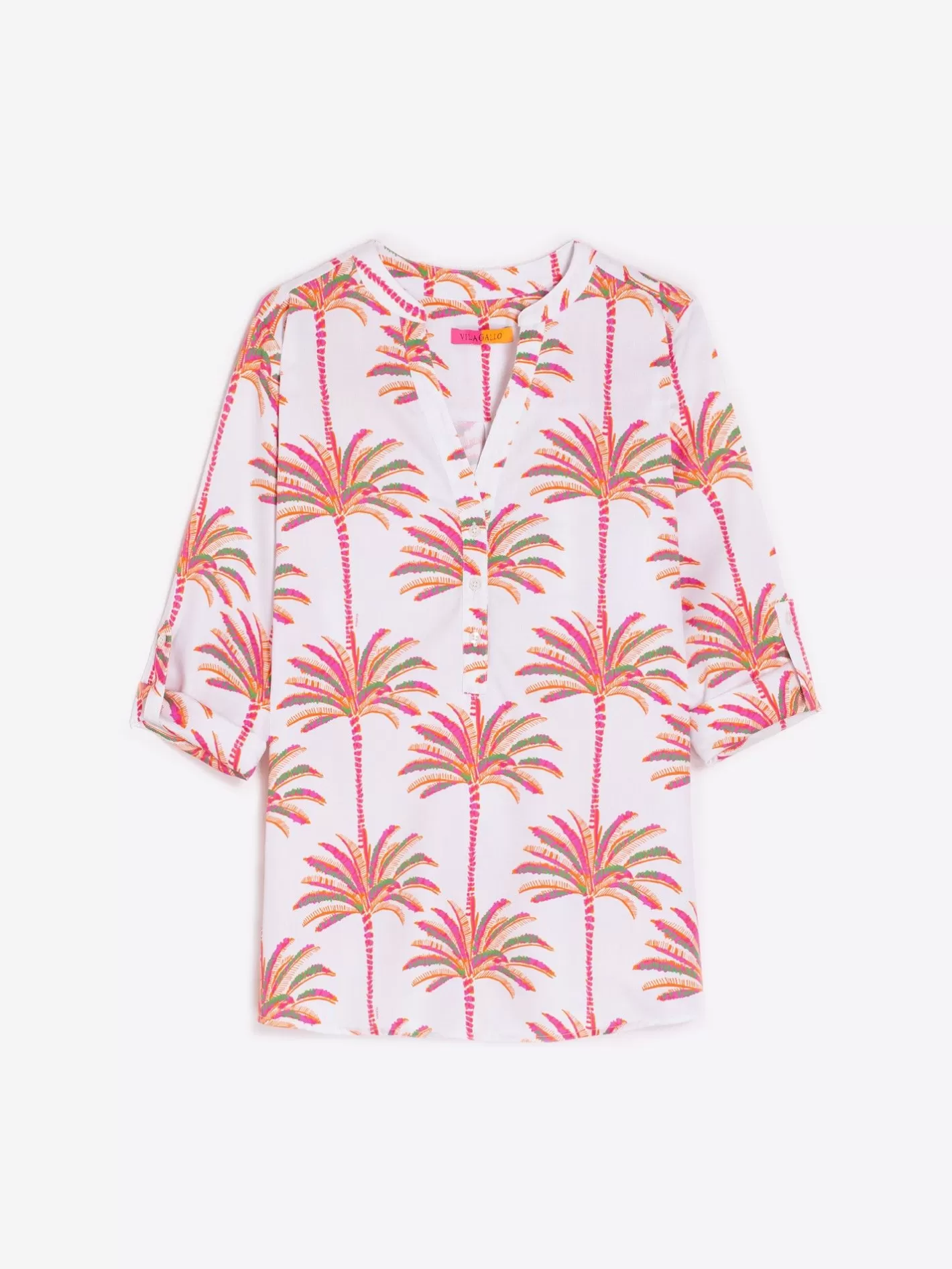 Camisas | Vilagallo Camisa Francina Pink Palm Tree Print