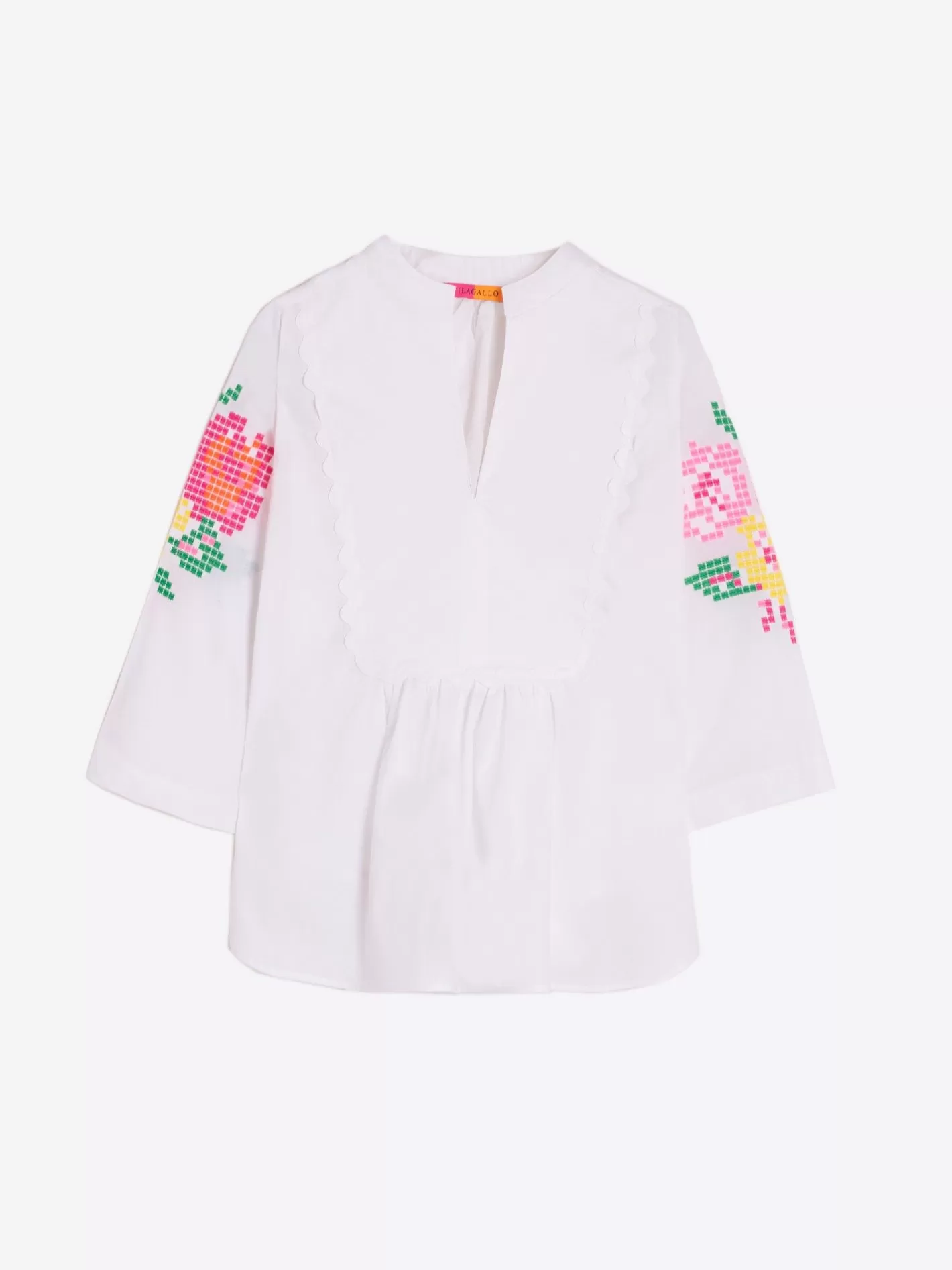 camisa_mangas_bordadas_punto_de_cruz_3.webp Camisas | Vilagallo Camisa Mangas Bordadas Punto De Cruz