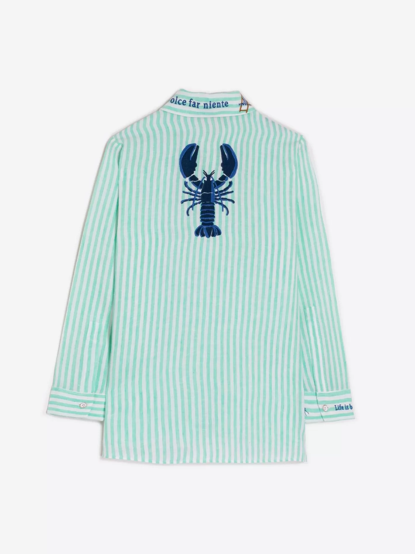 Camisas | Vilagallo Camisa Petra Emb Green Linen Stripe