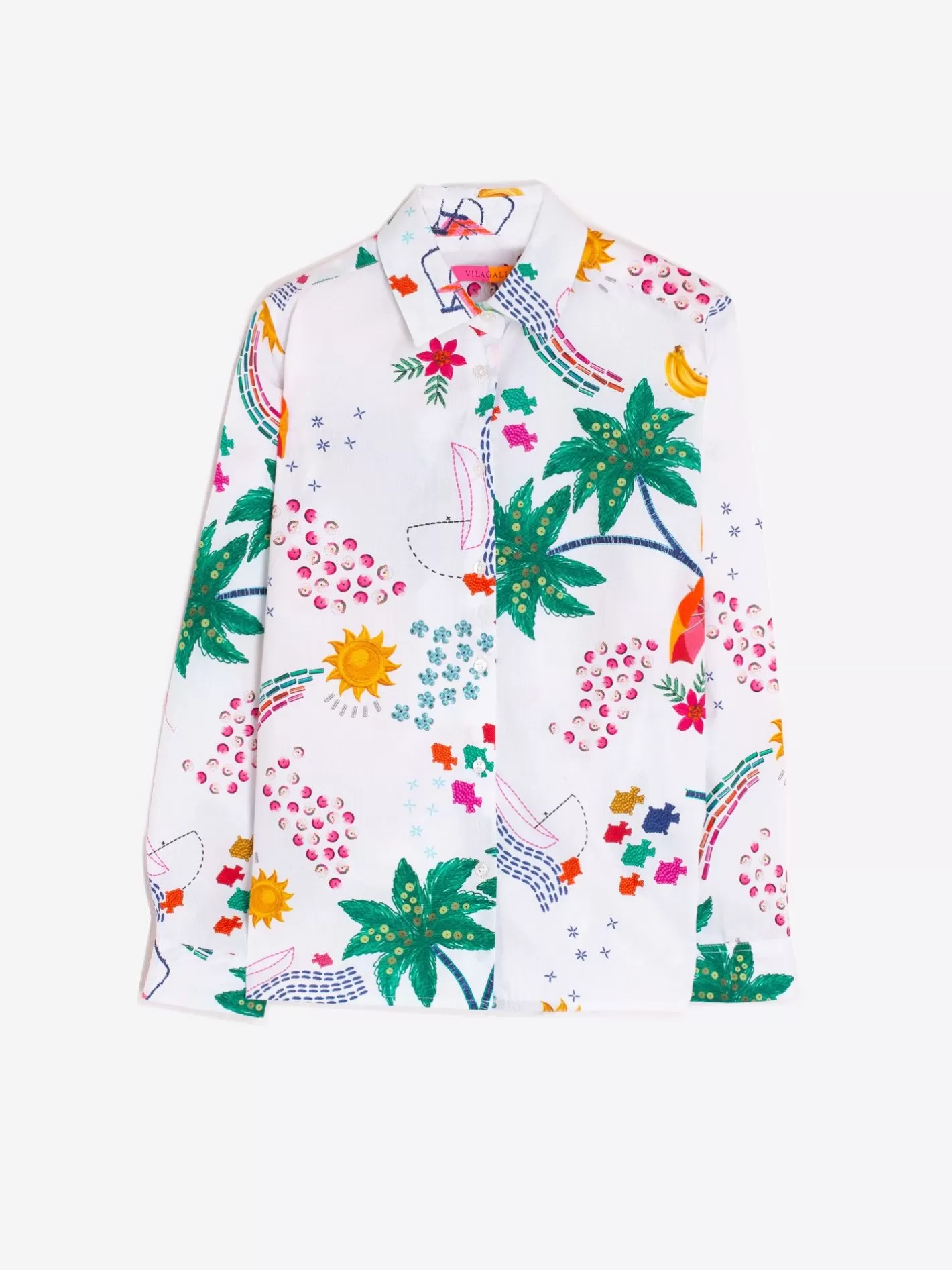 Camisas | Vilagallo Camisa Popelin Estampado Tropical