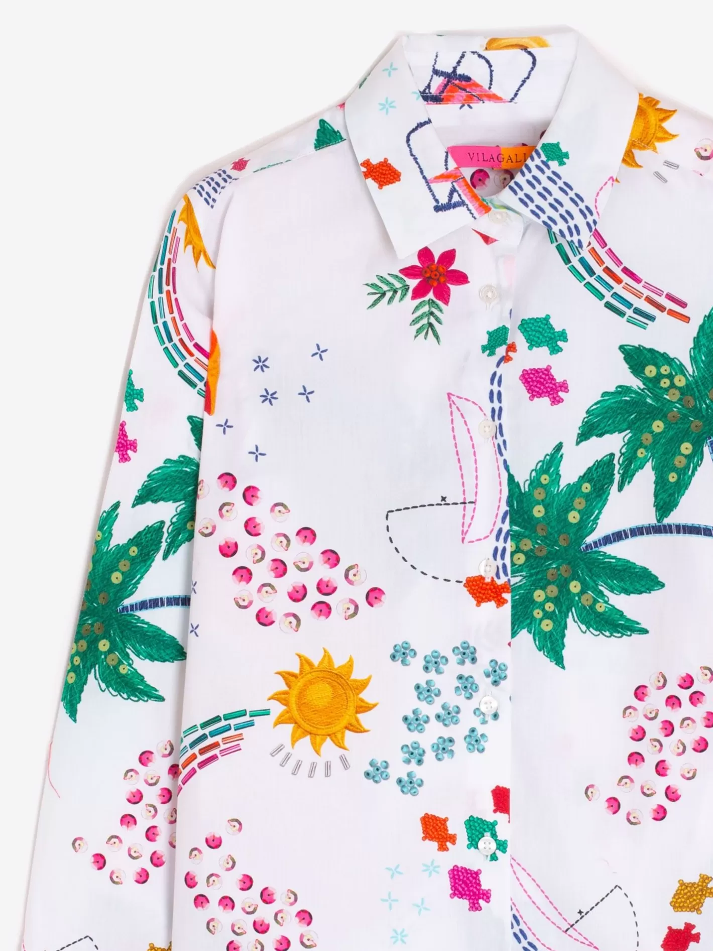 Camisas | Vilagallo Camisa Popelin Estampado Tropical