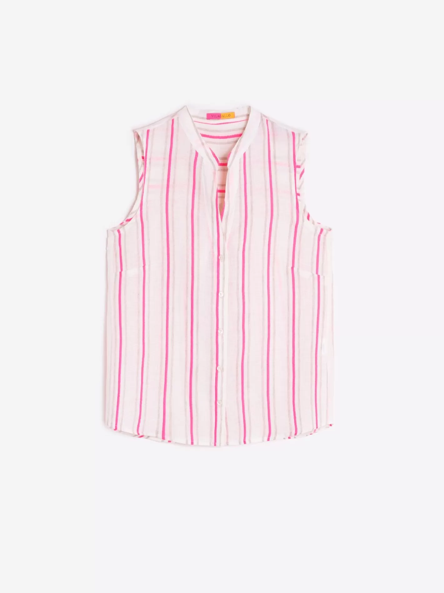 camisa_rayas_fluor_rosa_y_camel_3.webp Camisas | Vilagallo Camisa Rayas Fluor Rosa Y Camel
