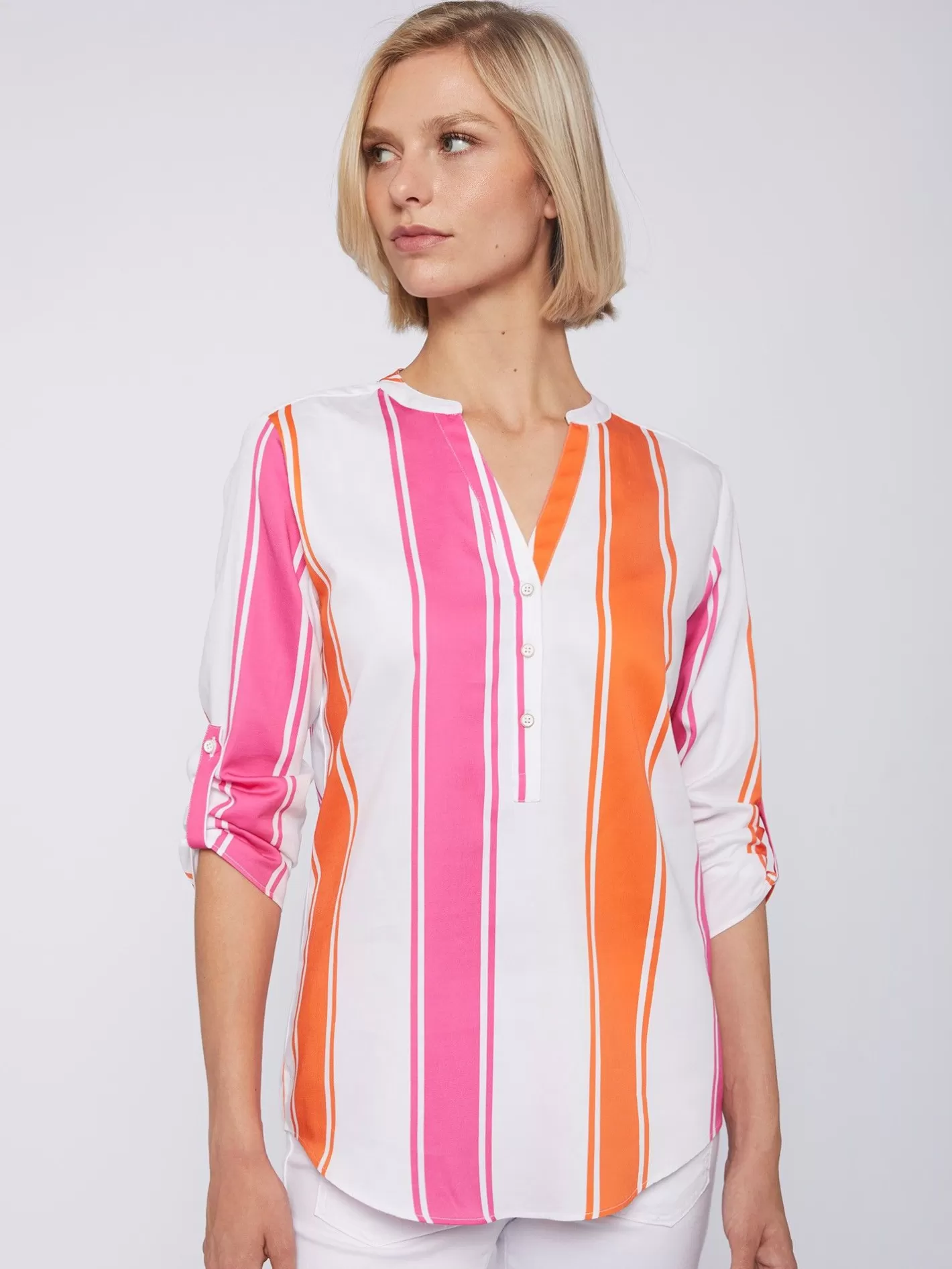 Camisas | Vilagallo Camisa Rayas Rosa Naranja