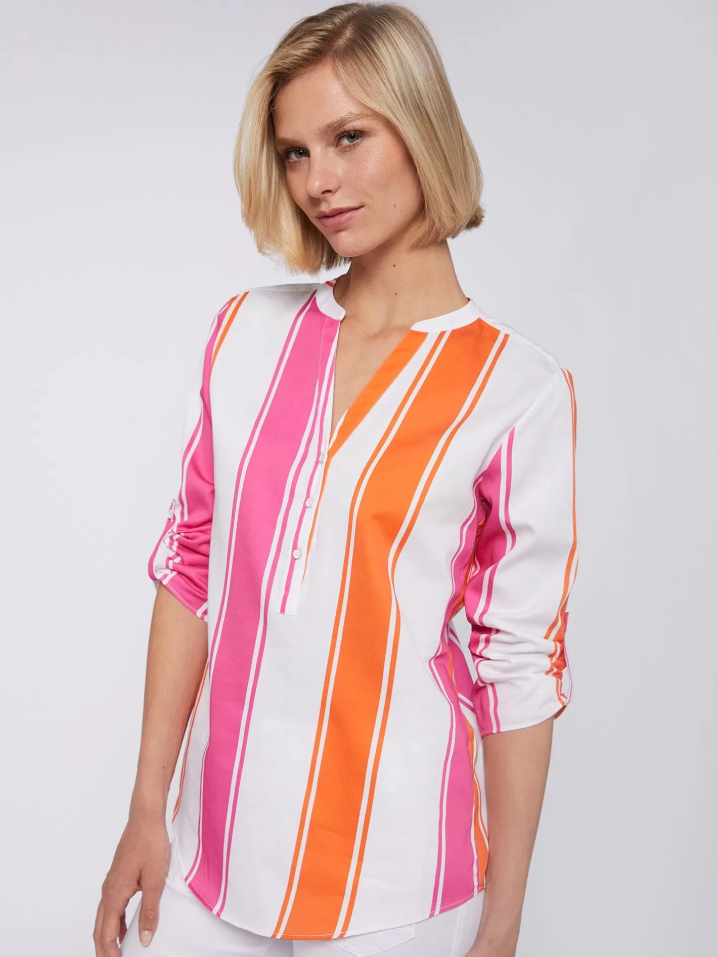 Camisas | Vilagallo Camisa Rayas Rosa Naranja