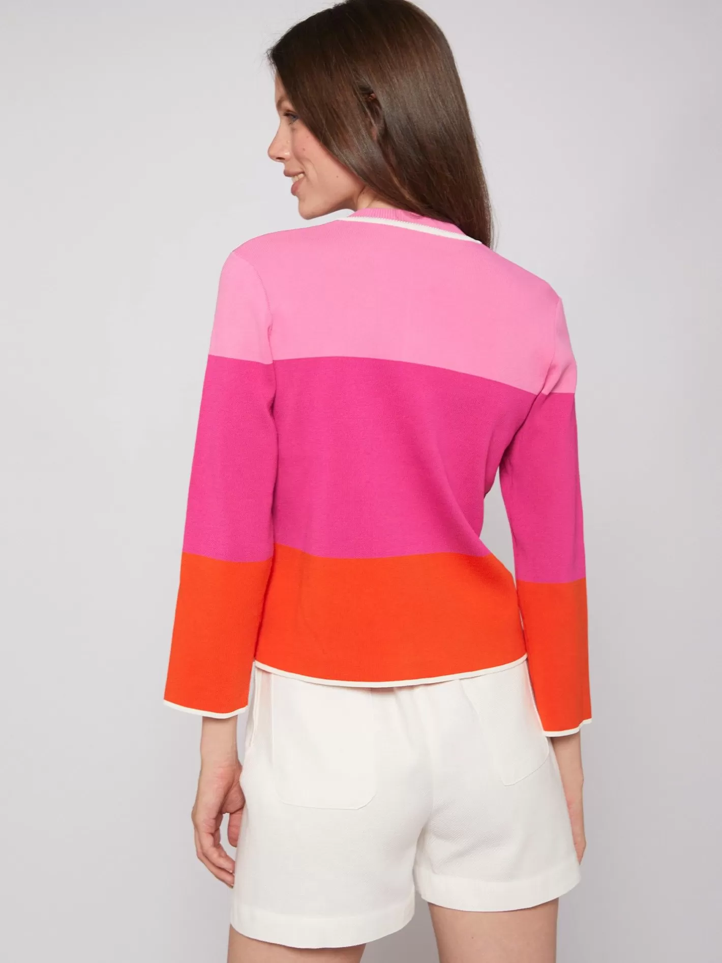 Punto | Vilagallo Cardigan Punto Tricolor Rosa Naranja