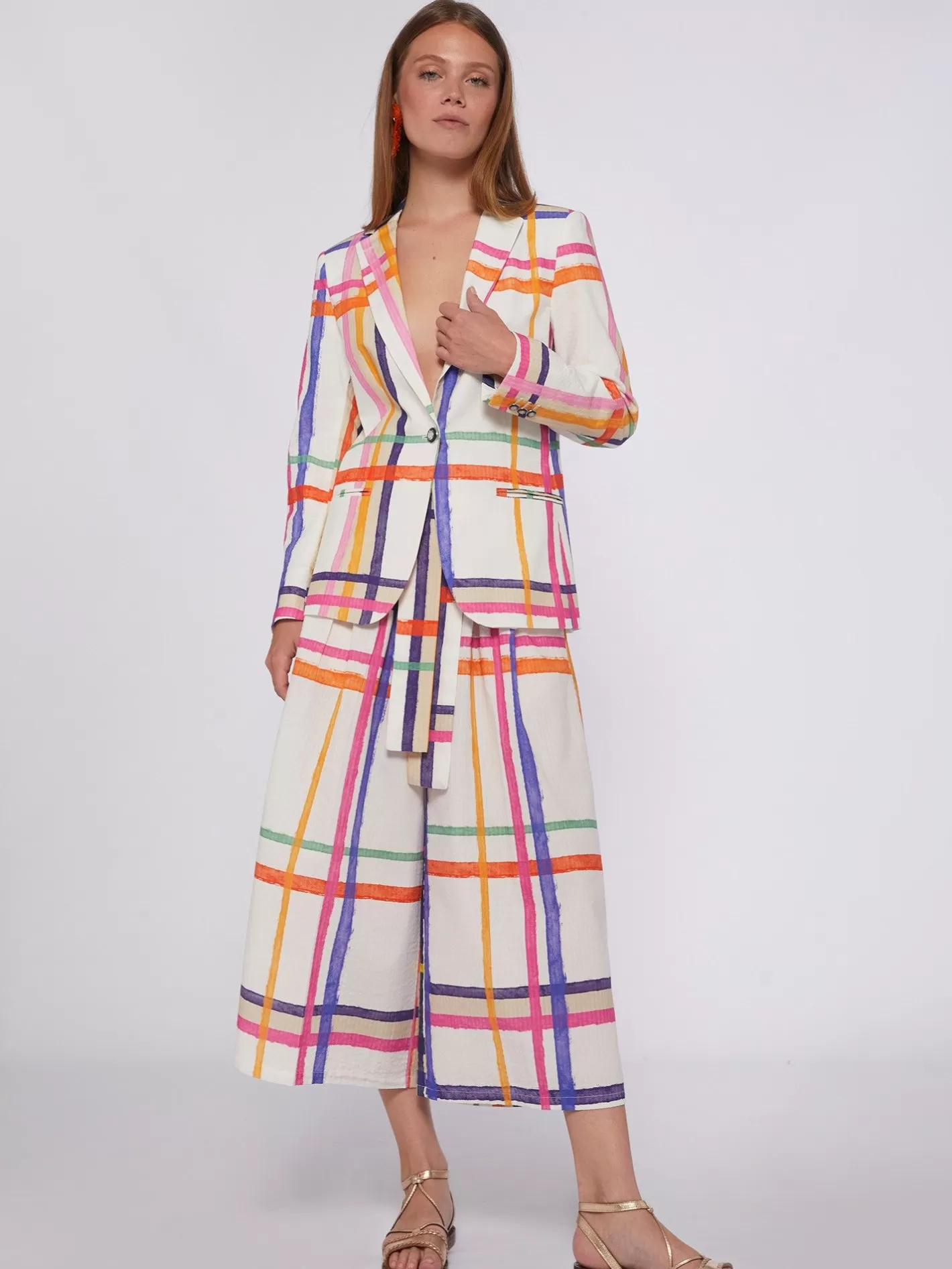 Chaquetas | Vilagallo Chaqueta Seersucker Cuadros Watercolour