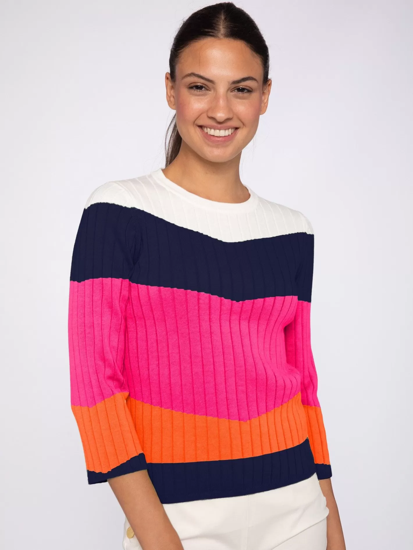 Punto | Vilagallo Jersey Punto Canale Colour Block Pink&Orange
