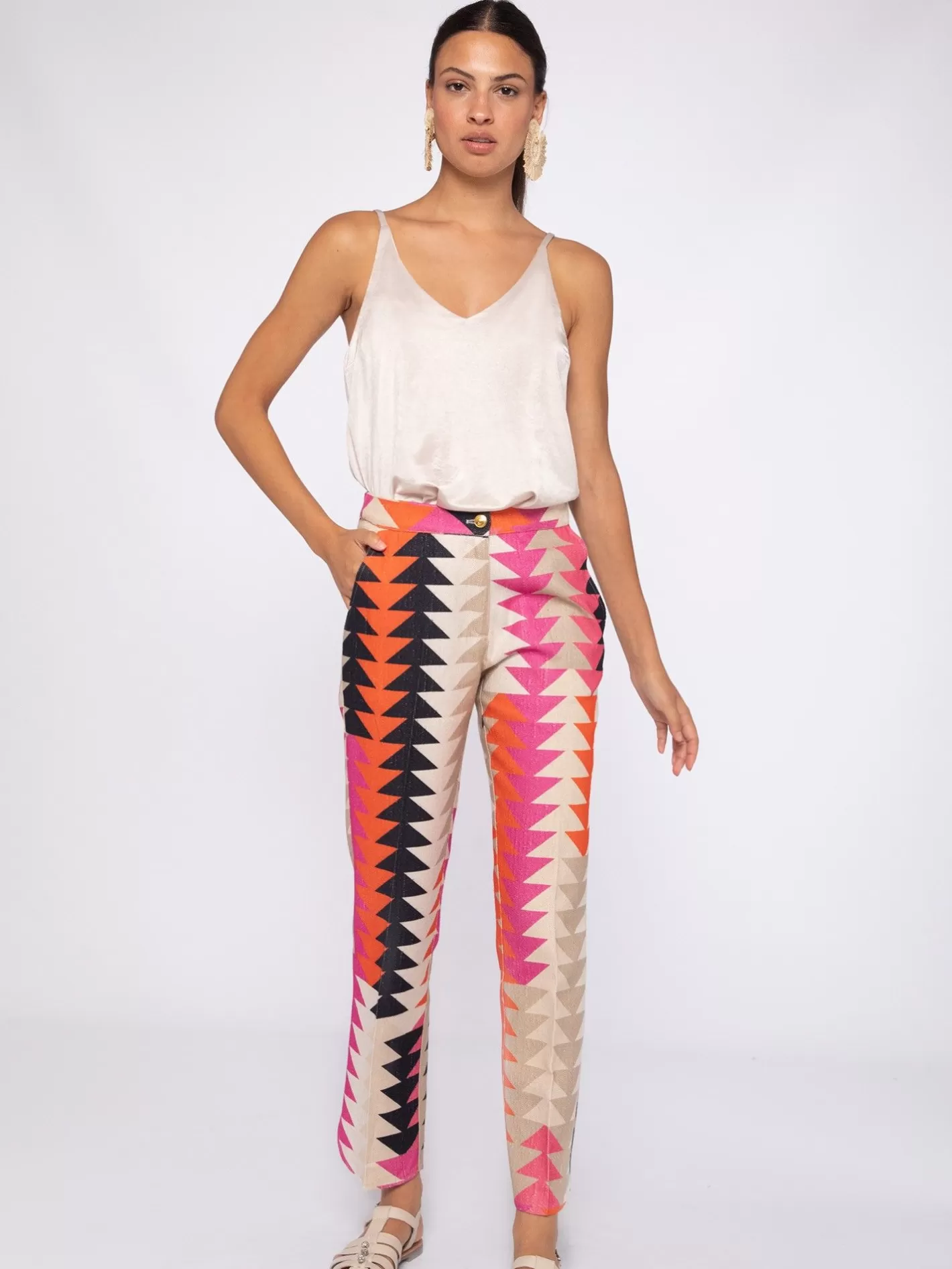 Pantalones | Vilagallo Pantalon Ornella Geometric Patern