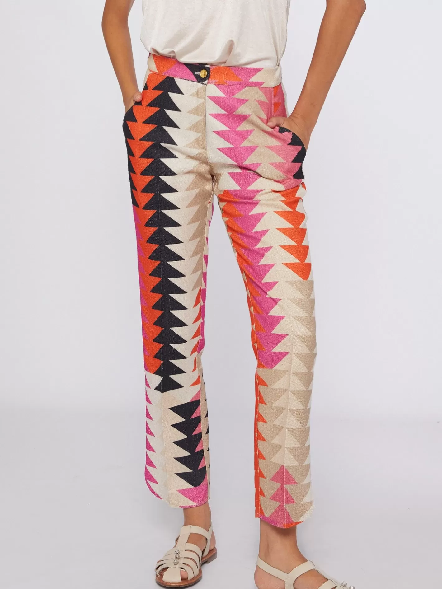 Pantalones | Vilagallo Pantalon Ornella Geometric Patern
