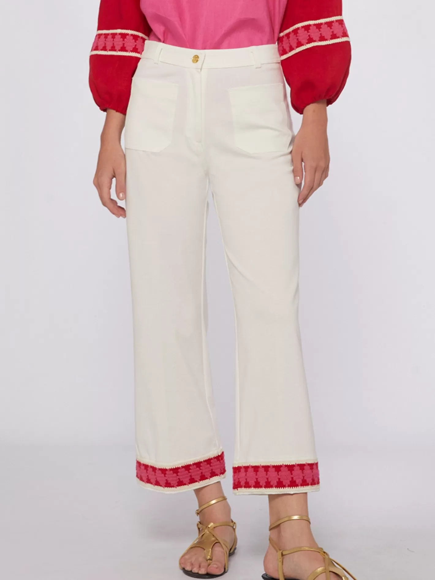 Pantalones | Vilagallo Pantalon Punto Blanco Con Pasaman Perfect Fit