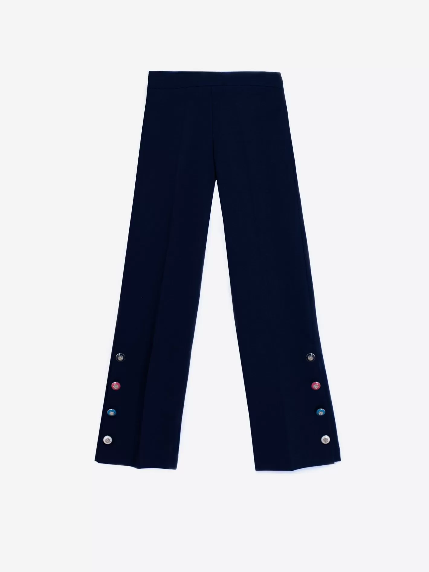 Pantalones | Vilagallo Pantalon Punto Navy Perfect Fit