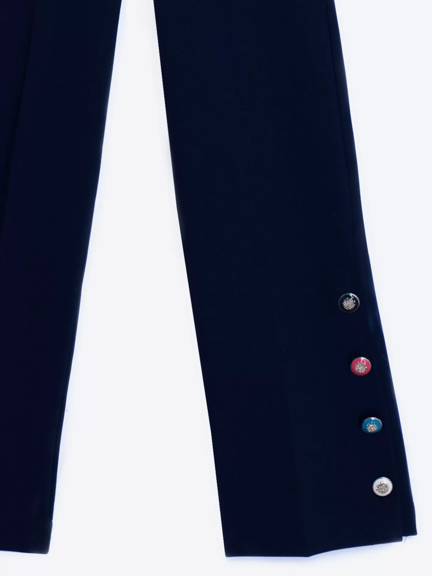 Pantalones | Vilagallo Pantalon Punto Navy Perfect Fit