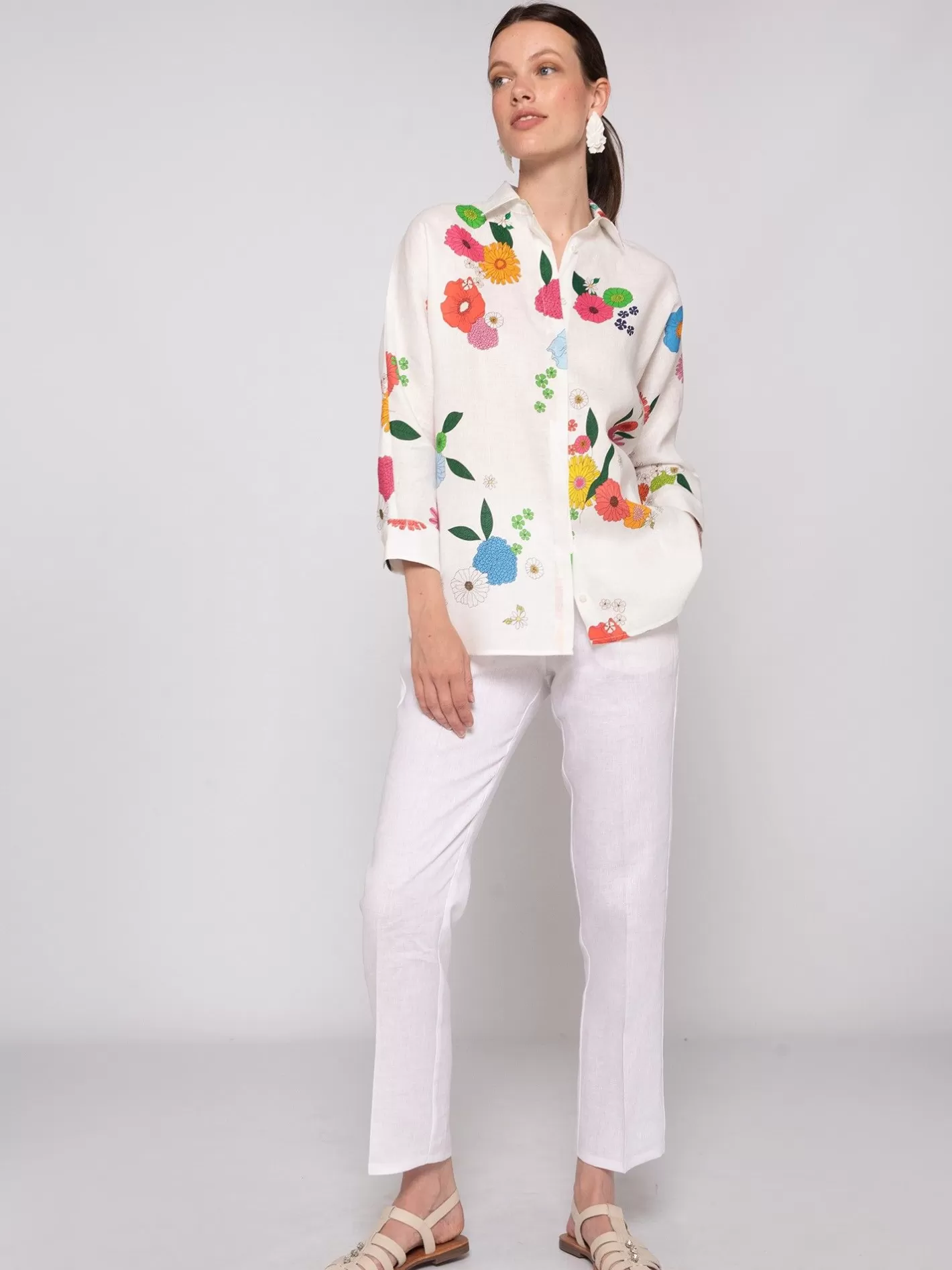 Pantalones | Vilagallo Pantalon Tiffany White Linen