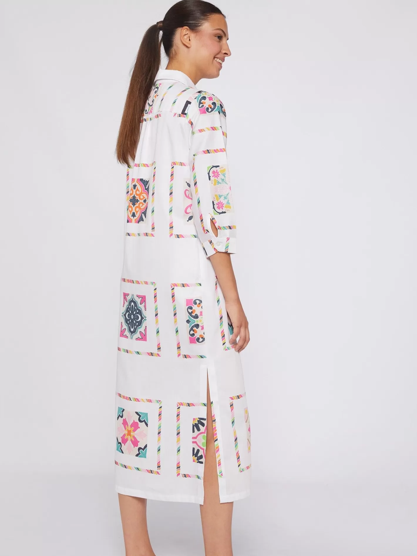 Vestidos | Vilagallo Vestido Algodon Estampado Azulejos