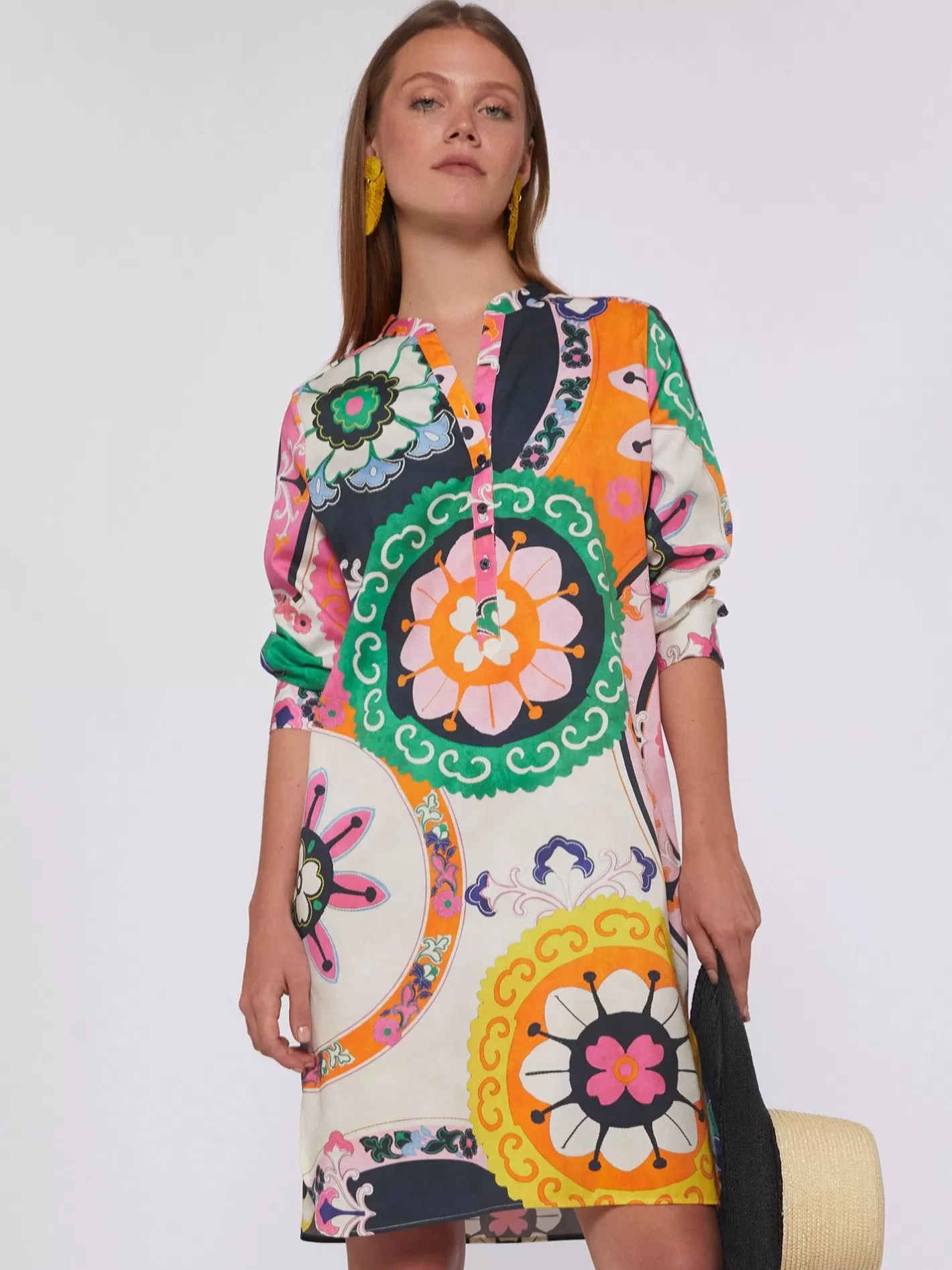 Vestidos | Vilagallo Vestido Algodon Satin Suzani Print