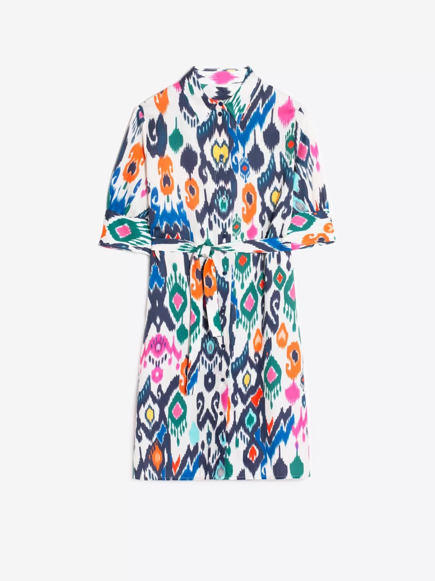 vestido_camisero_algodon_estampado_ikat_3.webp Vestidos | Vilagallo Vestido Camisero Algodon Estampado Ikat