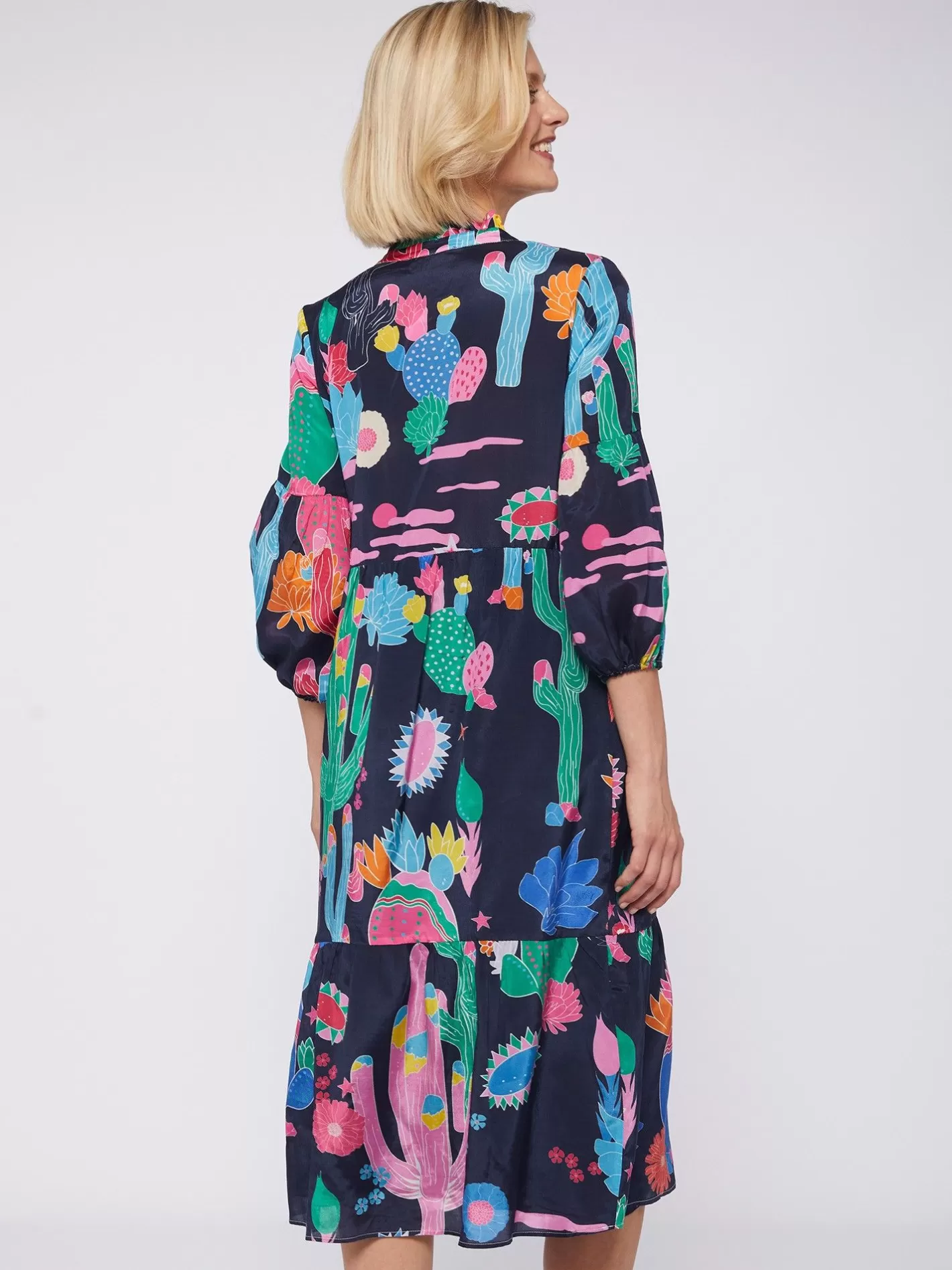 vestido_catalina_cactus_navy_print_2.webp Vestidos | Vilagallo Vestido Catalina Cactus Navy Print