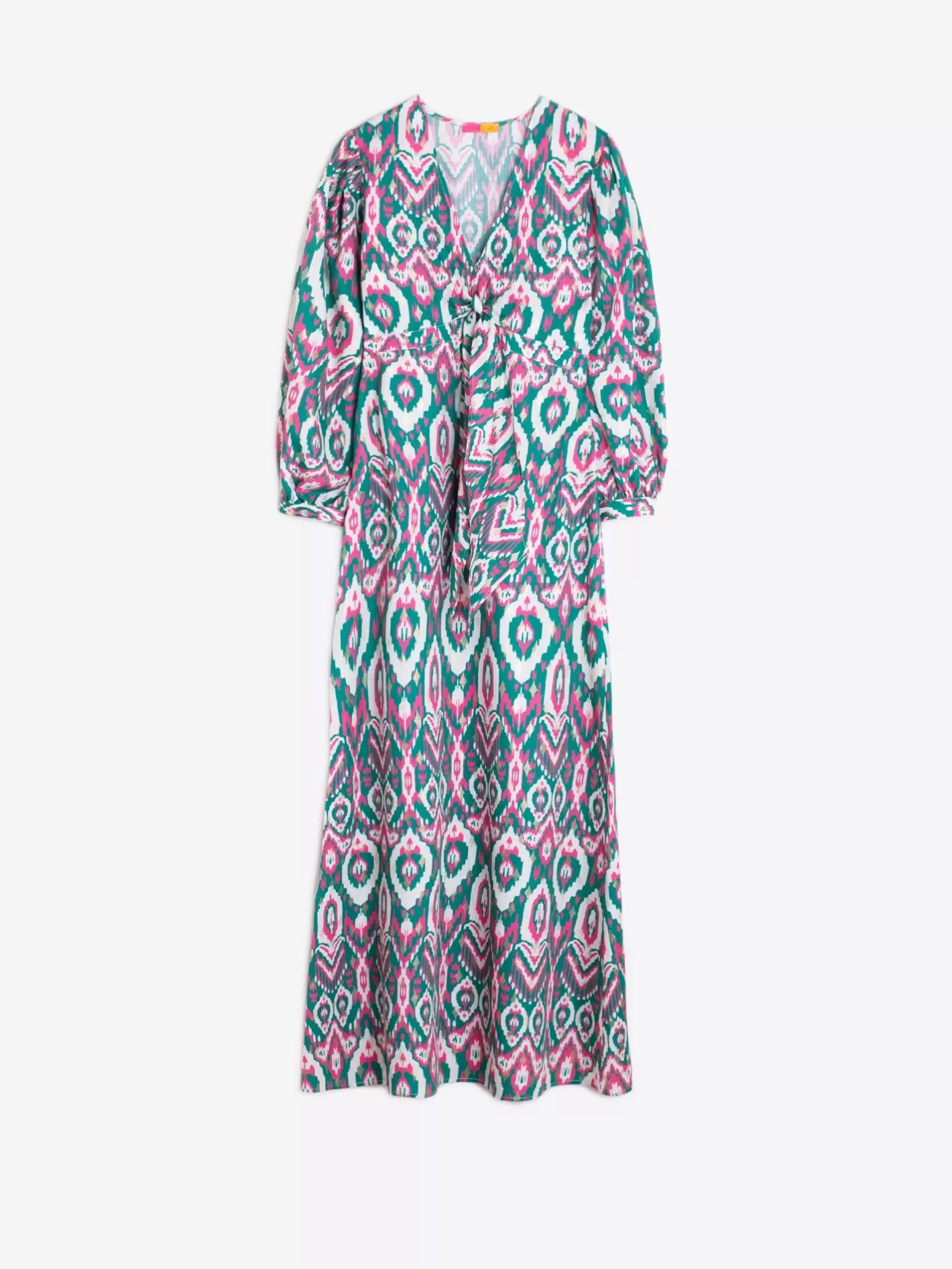 vestido_lorenna_ikat_green_pink_gold_2.webp Vestidos | Vilagallo Vestido Lorenna Ikat Green Pink Gold