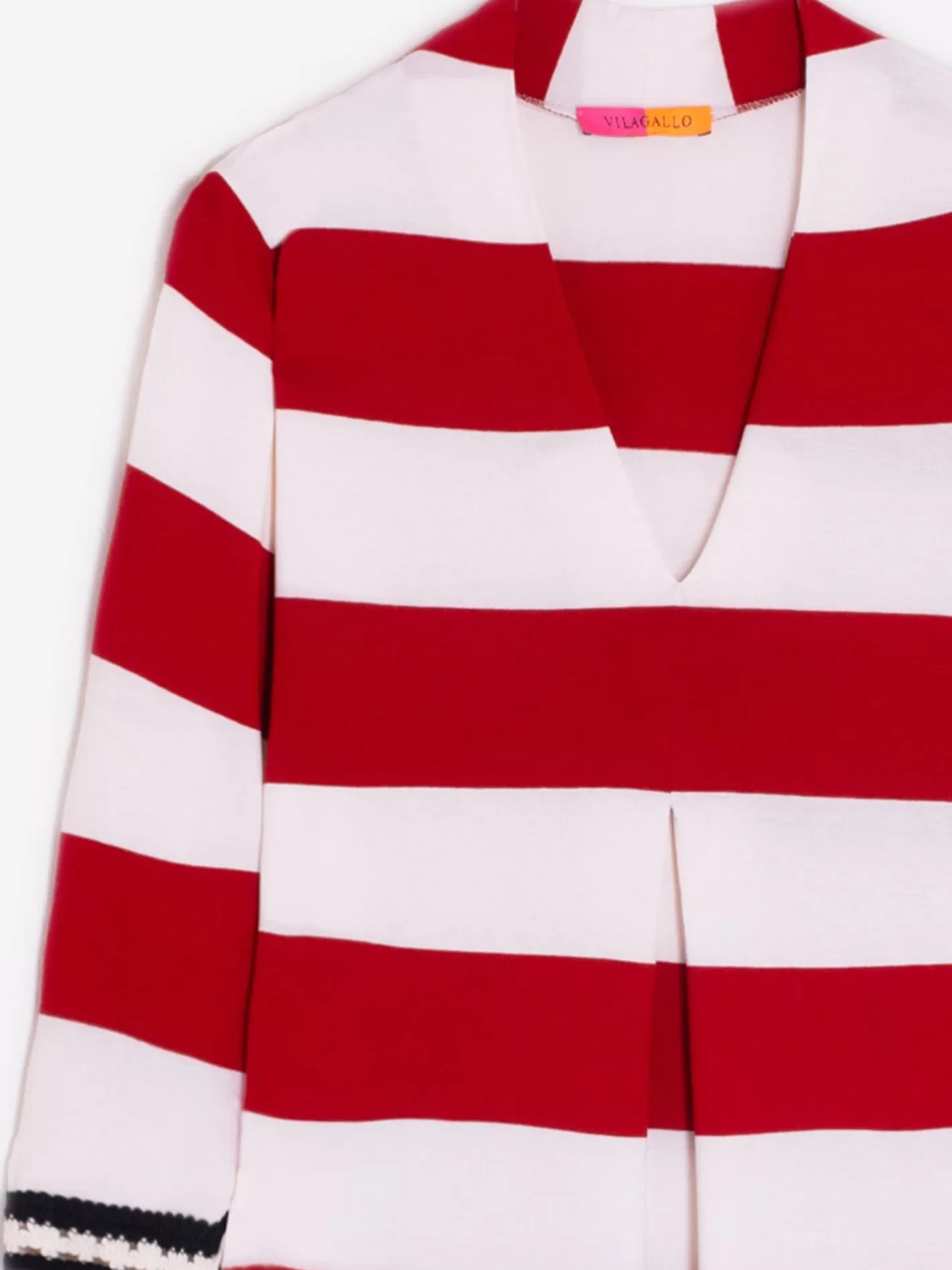 Vestidos | Vilagallo Vestido Punto Rayas Rojas Pasaman Manga